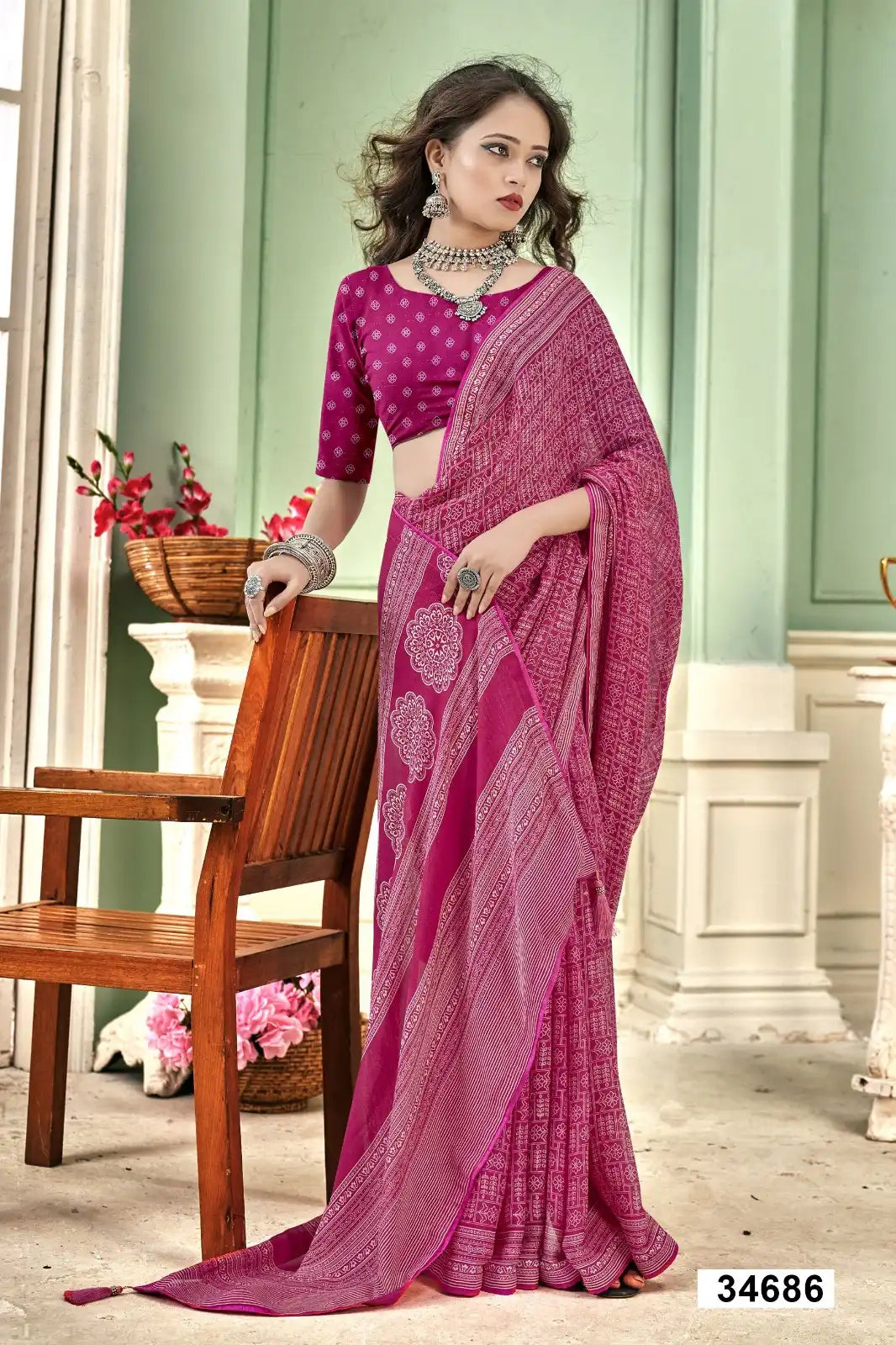 The Vallabhi Print Collection Showcases Sarees Made From Premium Moss Georgette Fabric