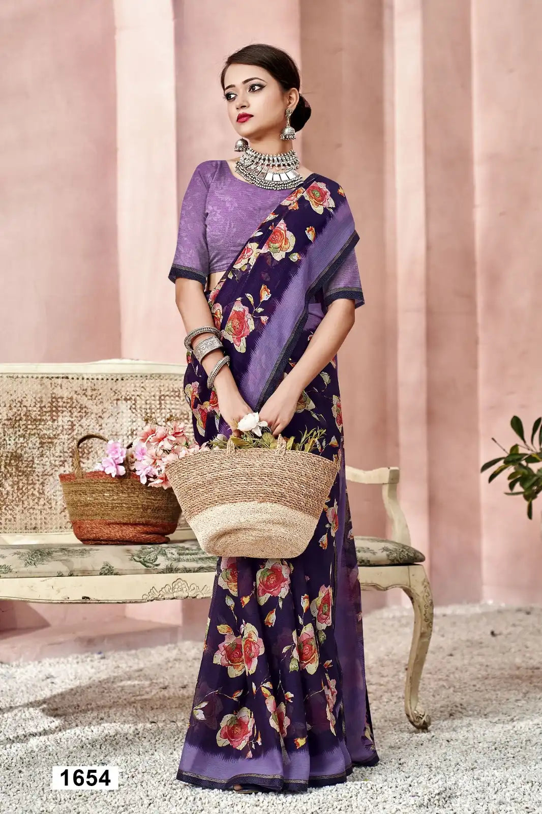 The Vallabhi Lite Collection Saree Features Lightweight Georgette Fabric, Offering Comfortable And Elegant Drape