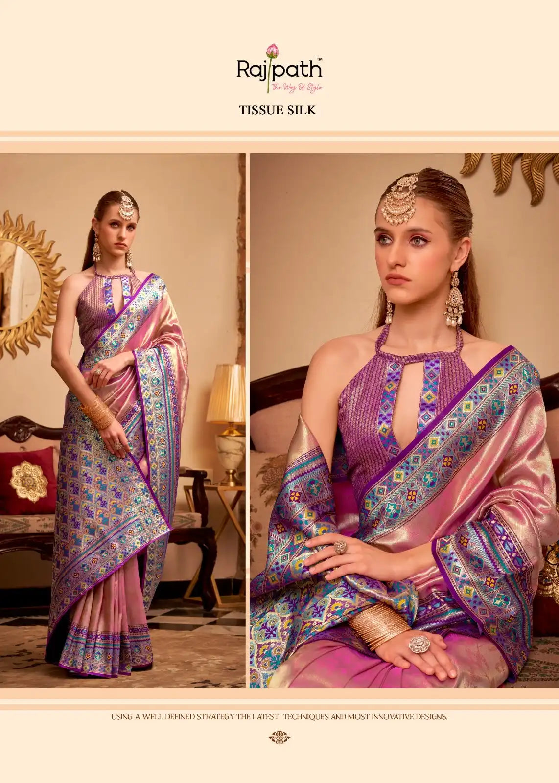 RajPath Fabrics Sarees Crafted With Tissue Silk Offer A Delicate Blend Of Elegance And Comfort
