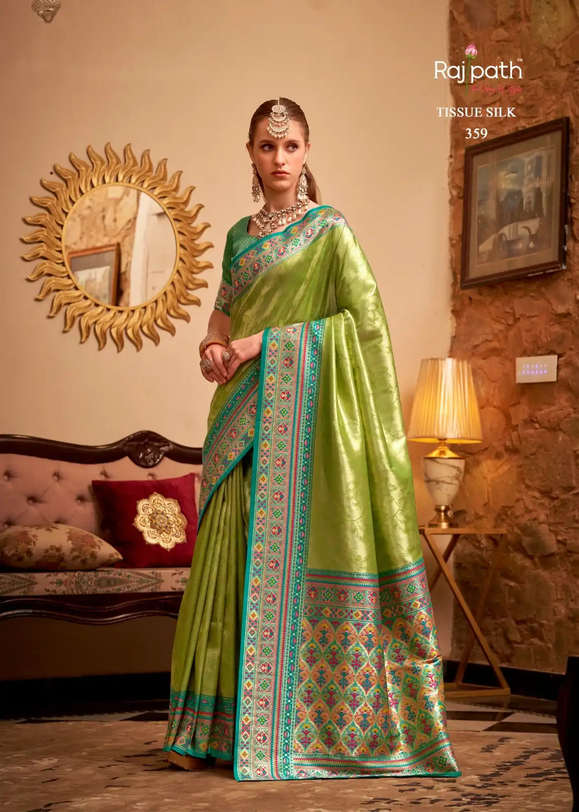 RajPath Fabrics Sarees Crafted With Tissue Silk Offer A Delicate Blend Of Elegance And Comfort