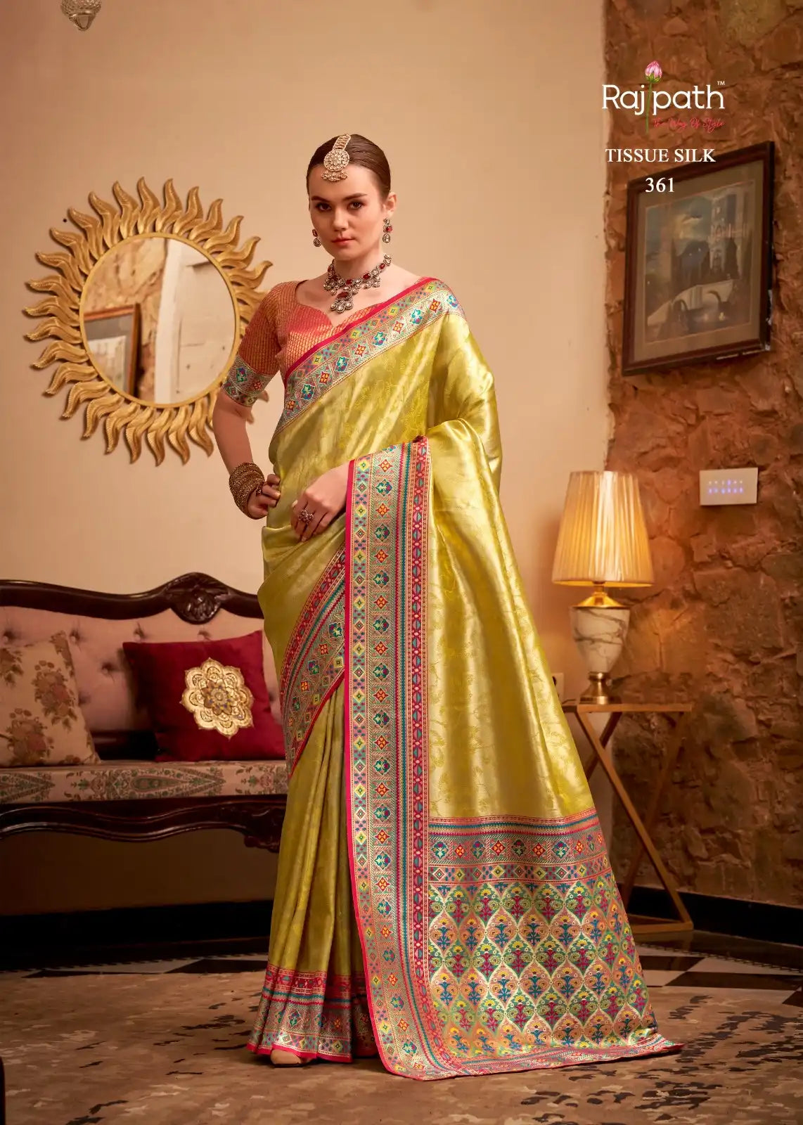 RajPath Fabrics Sarees Crafted With Tissue Silk Offer A Delicate Blend Of Elegance And Comfort