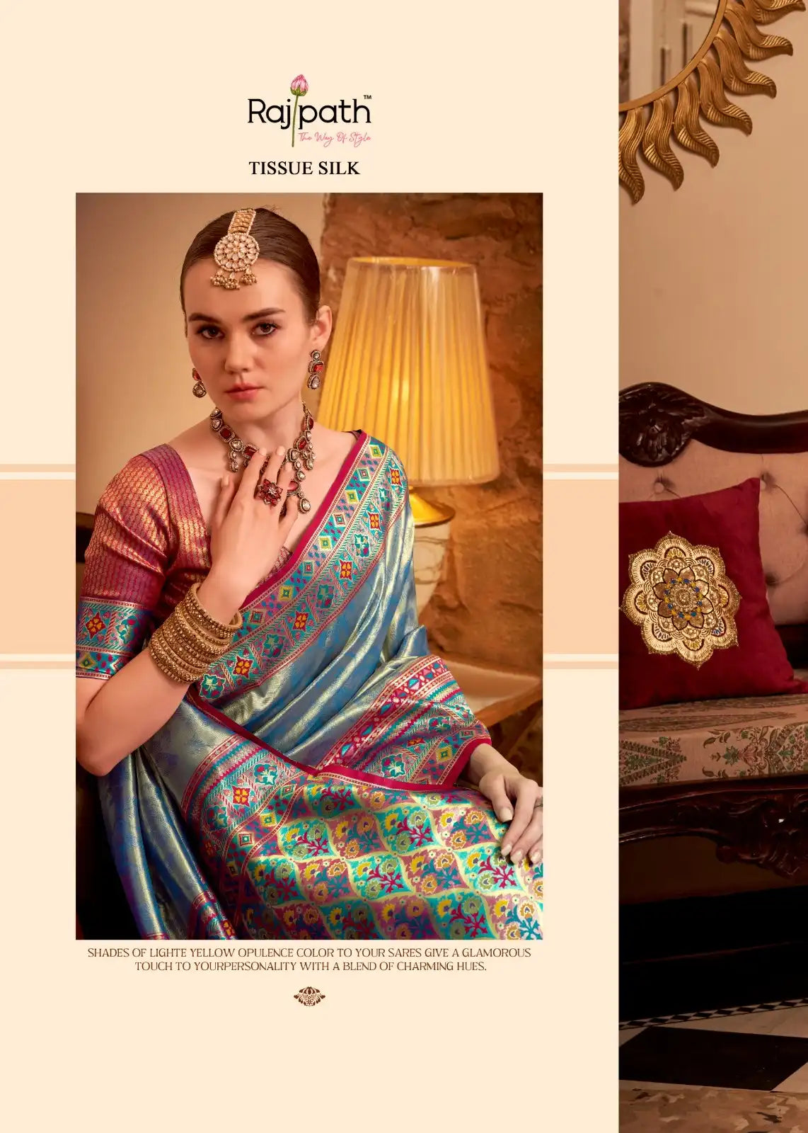 RajPath Fabrics Sarees Crafted With Tissue Silk Offer A Delicate Blend Of Elegance And Comfort