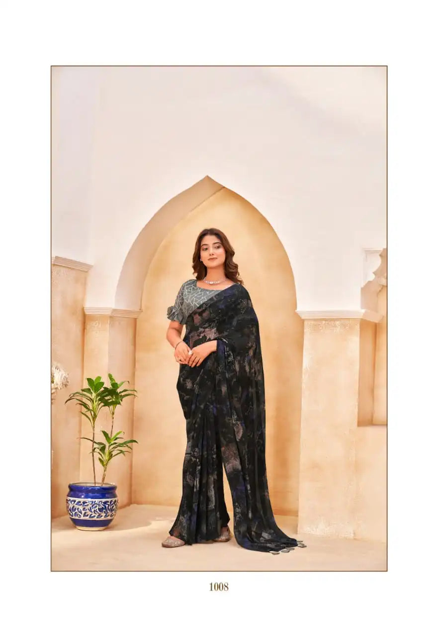 Stavan Sarees Crafted From Elegant Fancy Chiffon Fabric Offer A Lightweight And Graceful Drape