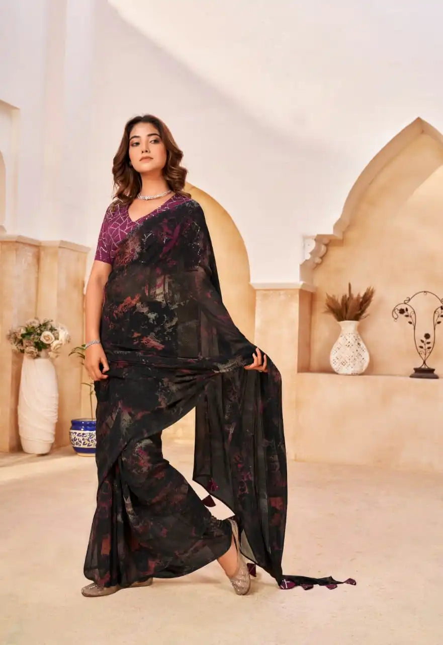 Stavan Sarees Crafted From Elegant Fancy Chiffon Fabric Offer A Lightweight And Graceful Drape