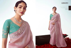 Kimora Sarees Showcase Exquisite Craftsmanship With Their Fancy Fabric And Intricate Embroidery Work