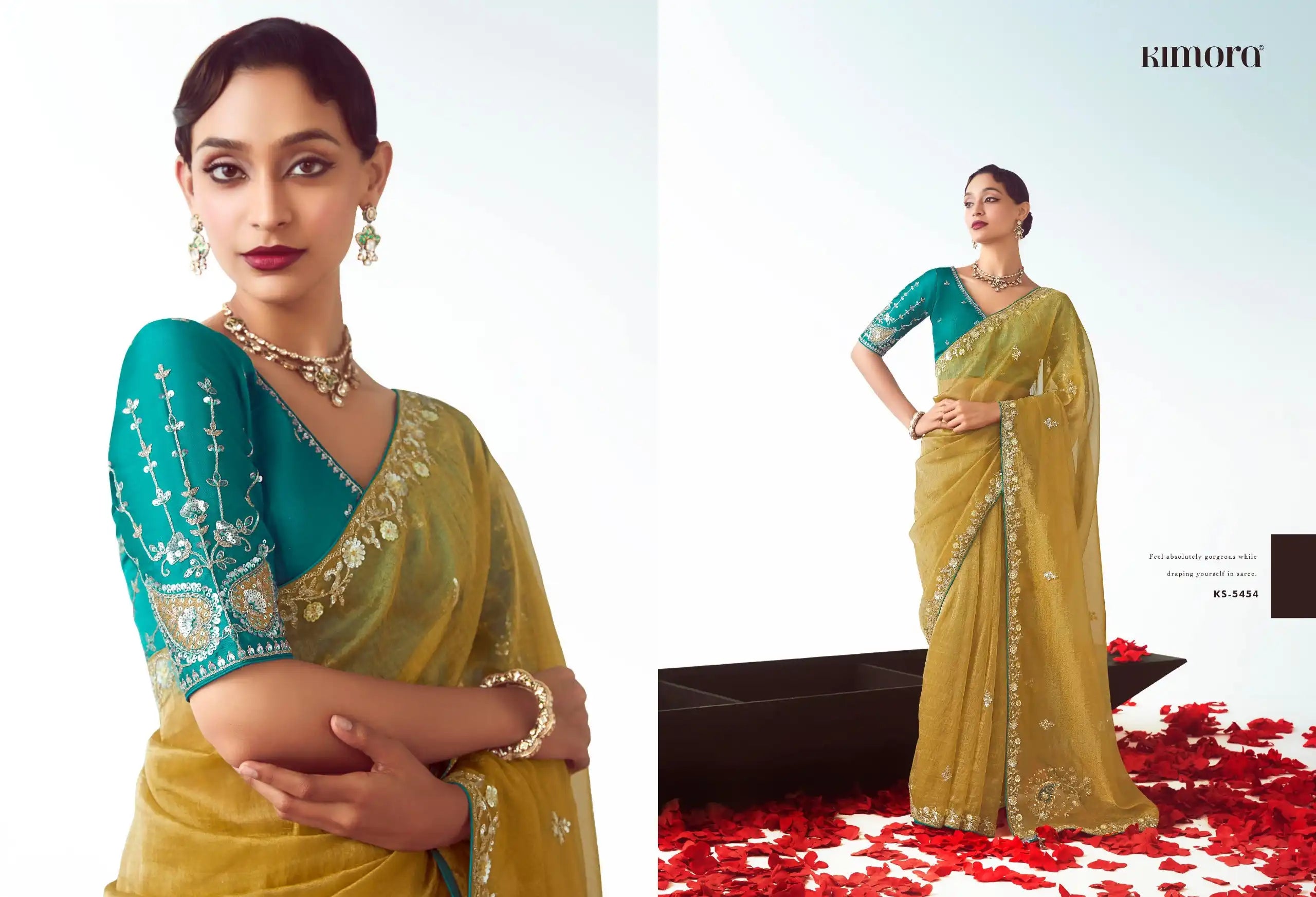 Kimora Sarees Showcase Exquisite Craftsmanship With Their Fancy Fabric And Intricate Embroidery Work