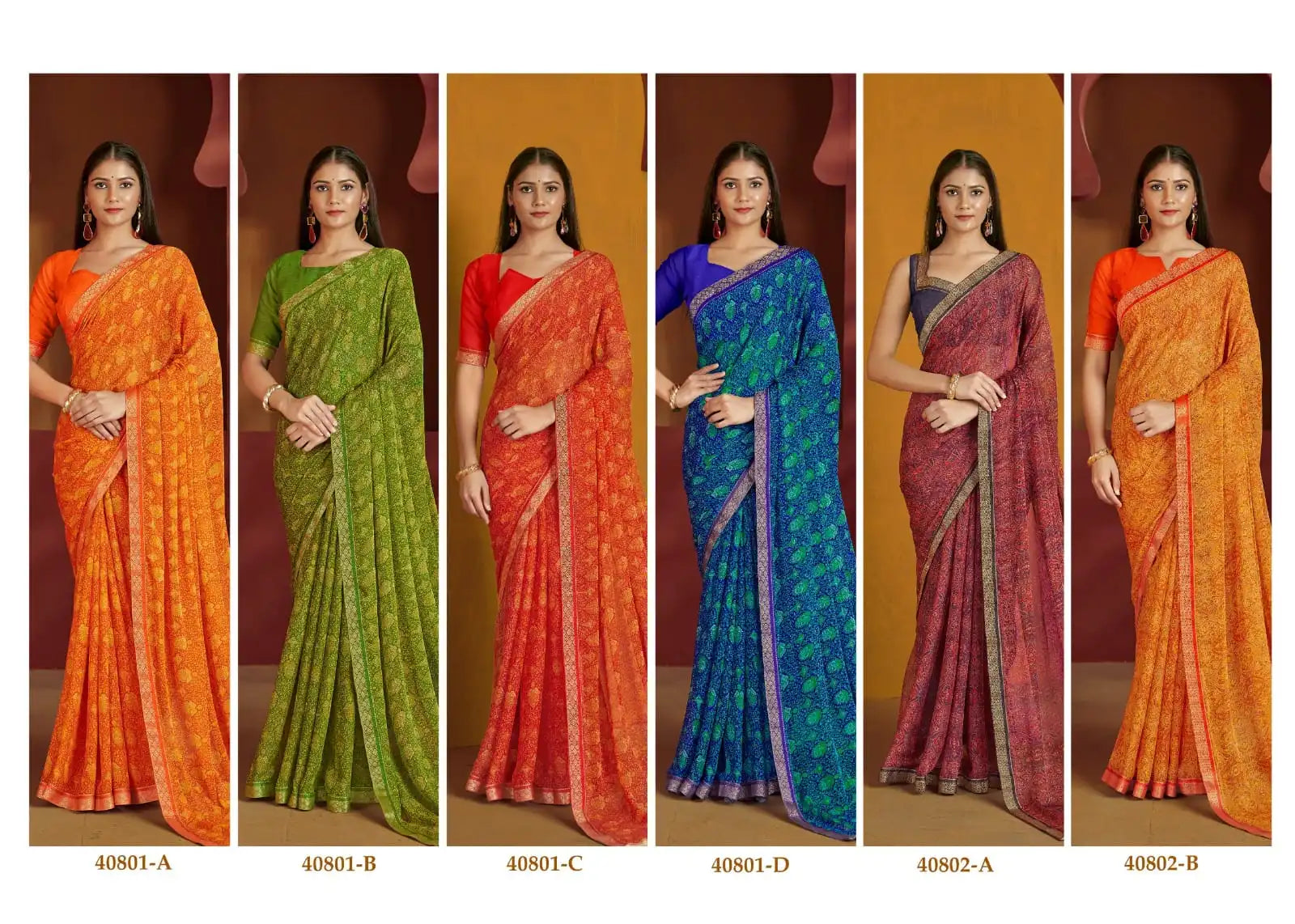 The Ruchi Chiffon Saree With An Attached Border Combines Delicate Fabric With Expert Tailoring