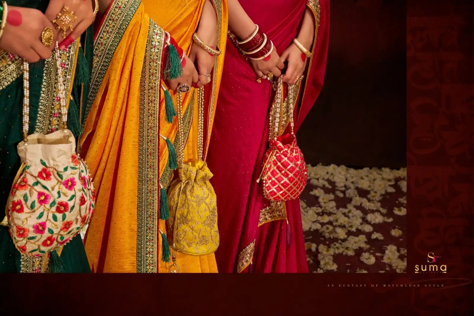 SUMA DESIGNER Sarees Showcase Luxurious Heavy Vichitra Fabric Embellished With Intricate Blooming Patterns