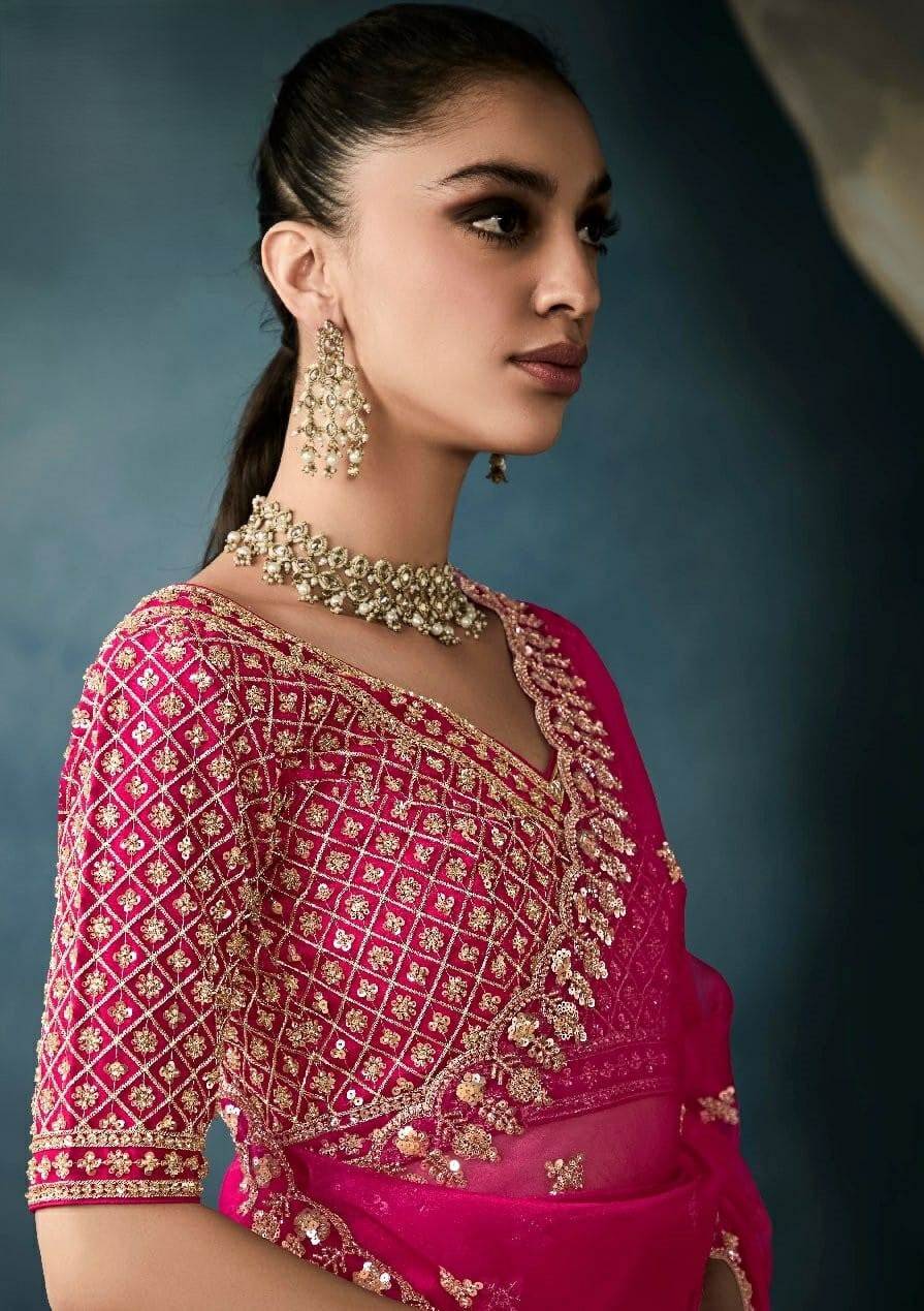 Kimora Sarees Feature Pure Fancy-Based Fabric That Offers A Luxurious Feel And Elegant Drape