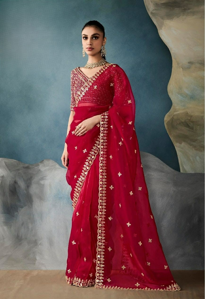 Kimora Sarees Feature Pure Fancy-Based Fabric That Offers A Luxurious Feel And Elegant Drape