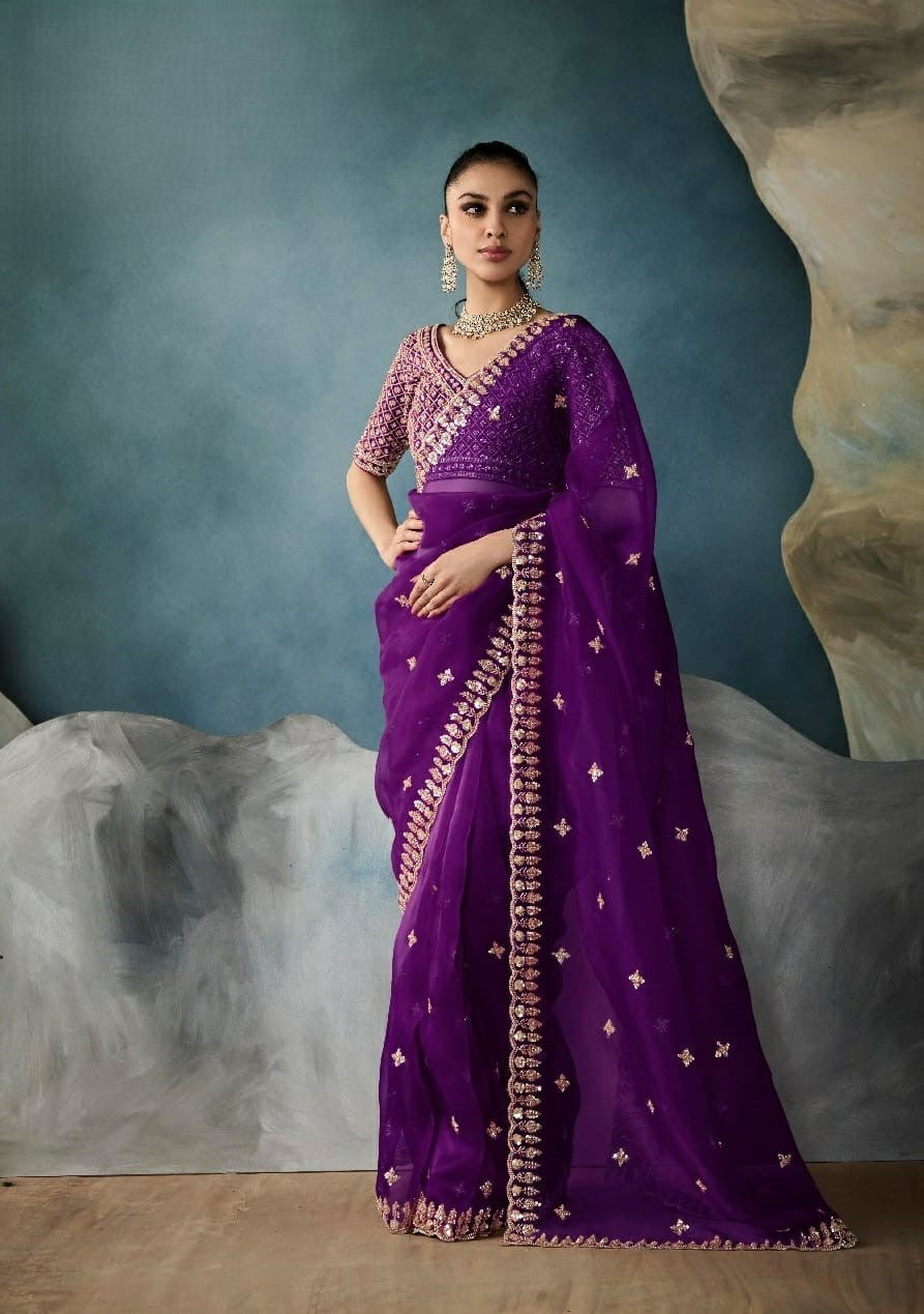 Kimora Sarees Feature Pure Fancy-Based Fabric That Offers A Luxurious Feel And Elegant Drape
