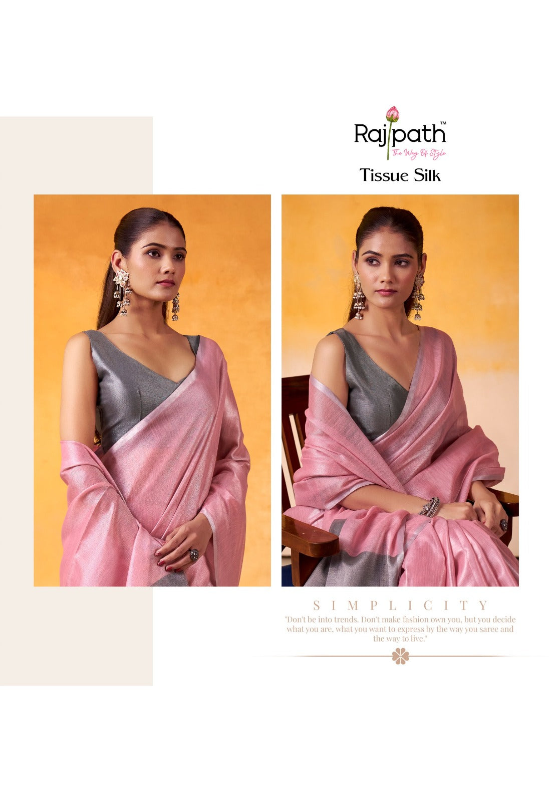 RajPath Fabrics Sarees Crafted From Premium Tissue Silk Offer A Luxurious Blend Of Softness