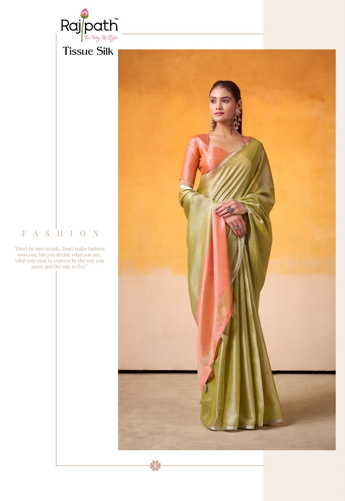 RajPath Fabrics Sarees Crafted From Premium Tissue Silk Offer A Luxurious Blend Of Softness