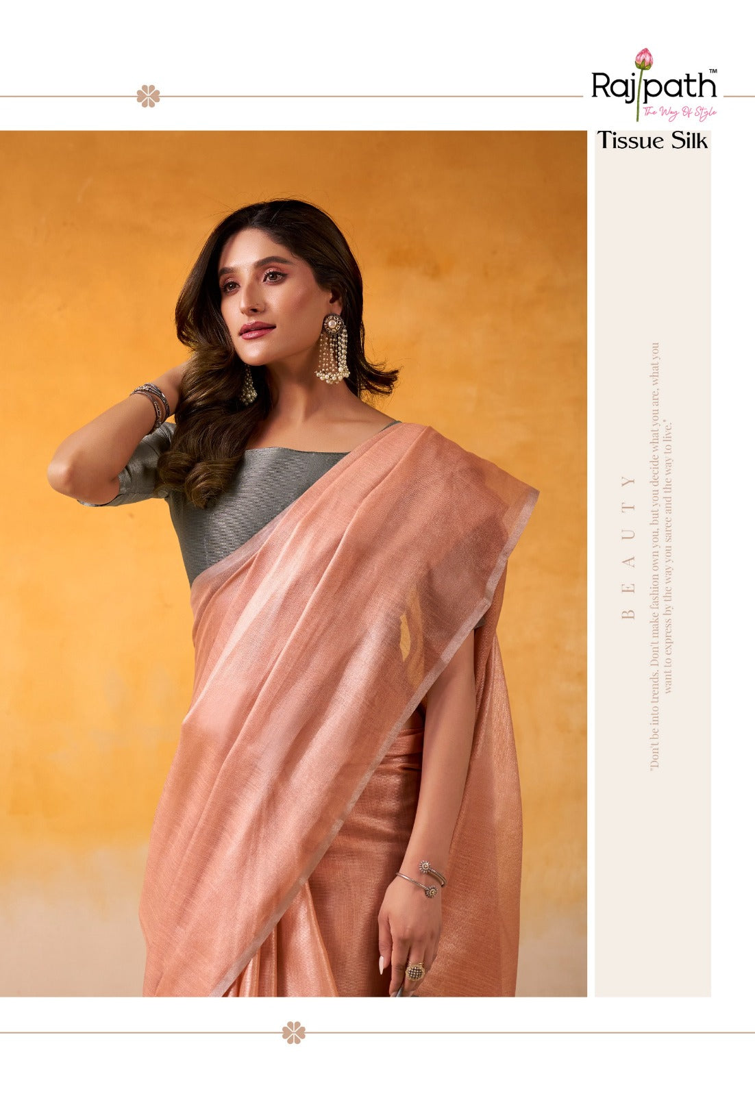 RajPath Fabrics Sarees Crafted From Premium Tissue Silk Offer A Luxurious Blend Of Softness