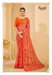 Ruchi Chiffon Saree With An Attached Border Combines Delicate Craftsmanship