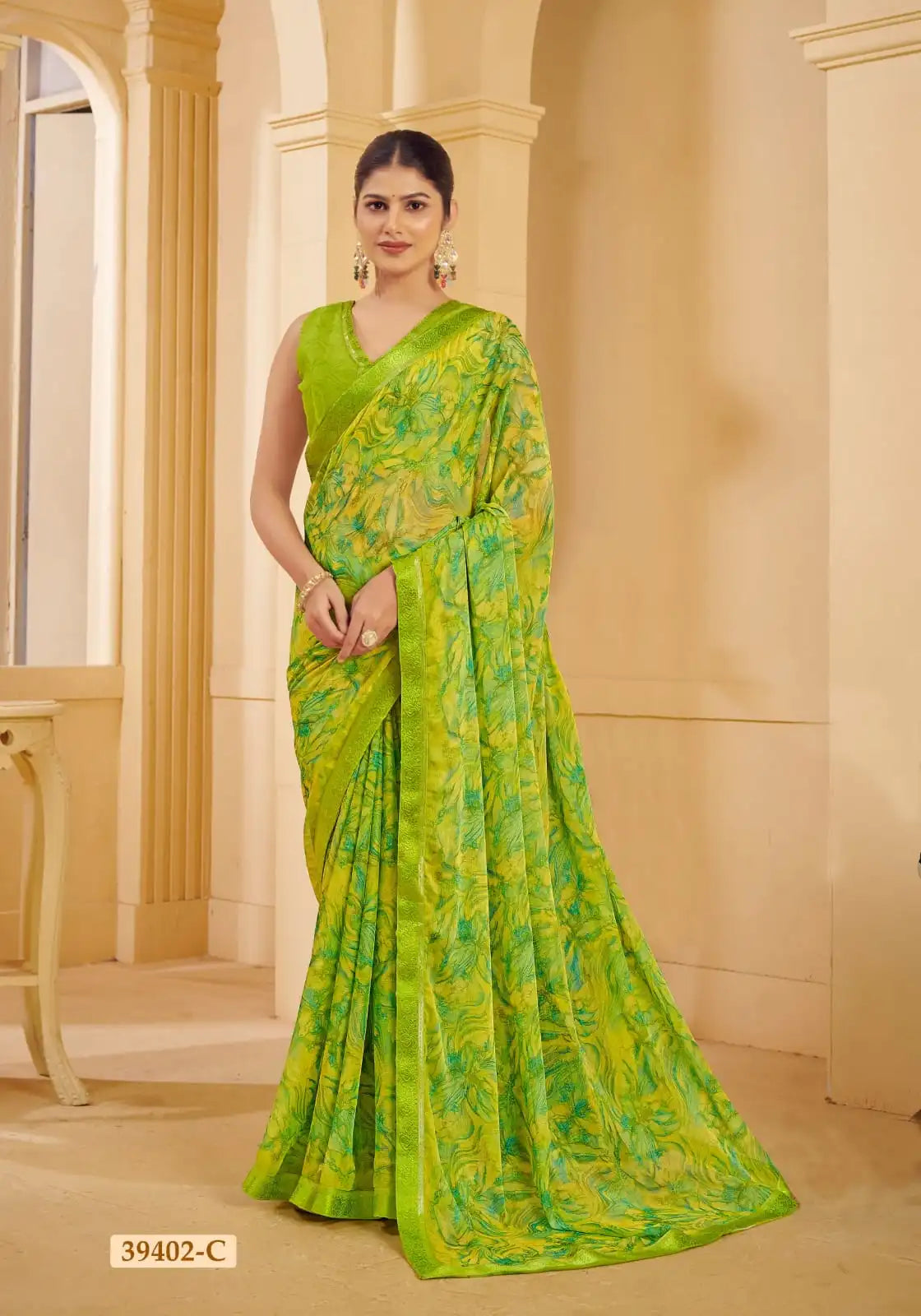 Ruchi Chiffon Saree With An Attached Border Combines Delicate Craftsmanship