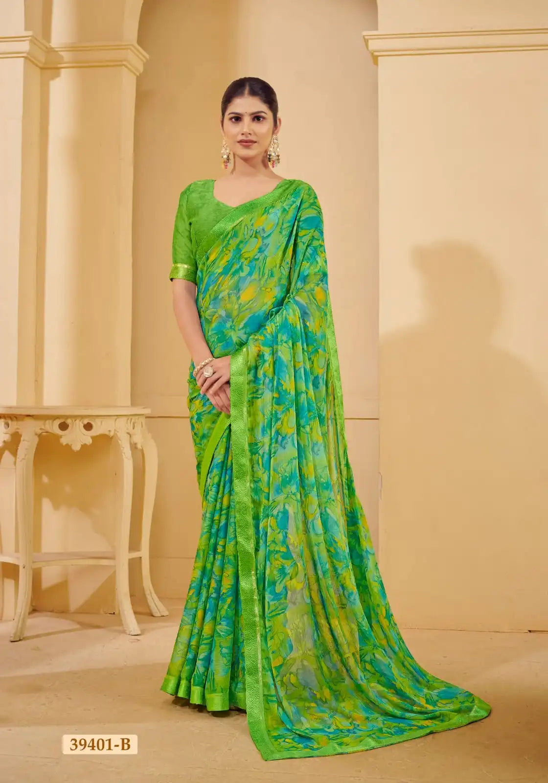 Ruchi Chiffon Saree With An Attached Border Combines Delicate Craftsmanship