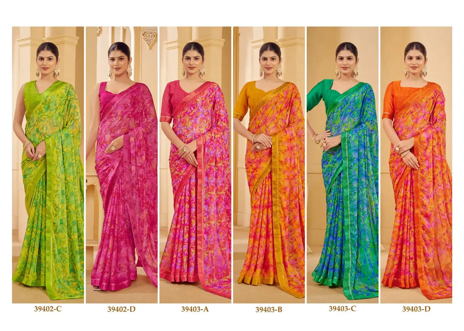 Ruchi Chiffon Saree With An Attached Border Combines Delicate Craftsmanship