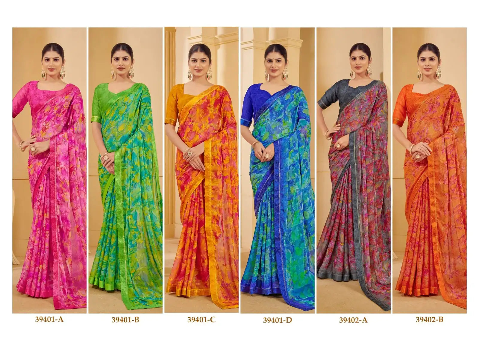 Ruchi Chiffon Saree With An Attached Border Combines Delicate Craftsmanship