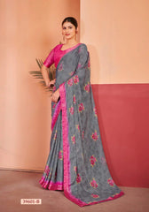 Ruchi Chiffon Saree With An Attached Border Combines Delicate Fabric With Seamless Design