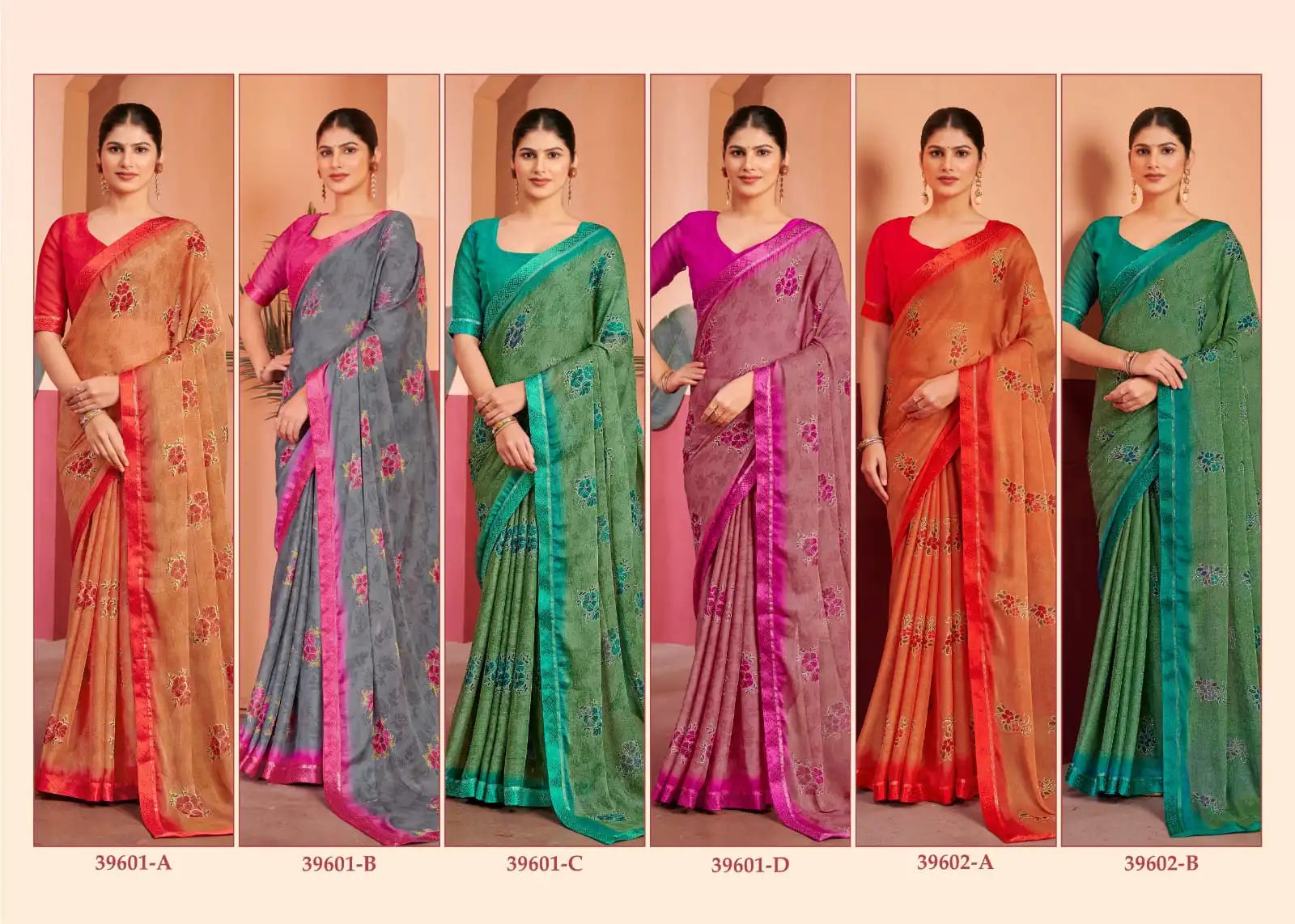 Ruchi Chiffon Saree With An Attached Border Combines Delicate Fabric With Seamless Design