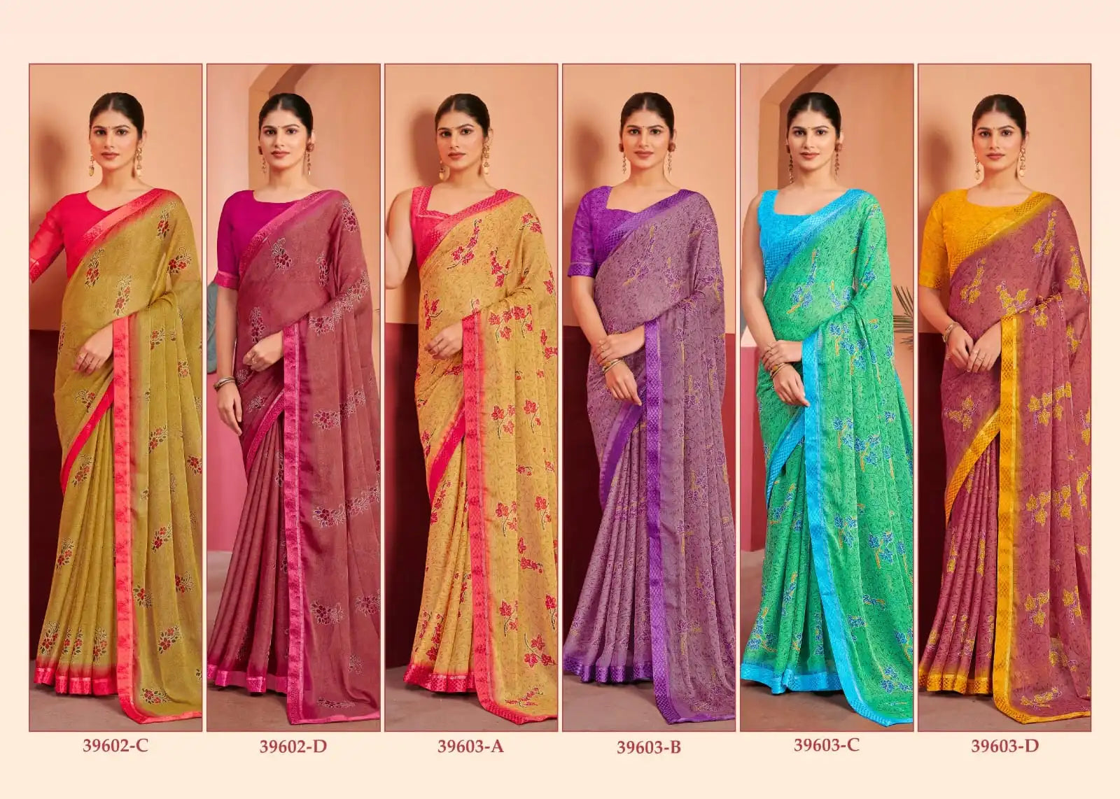 Ruchi Chiffon Saree With An Attached Border Combines Delicate Fabric With Seamless Design