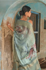 Bhumi Sarees Crafted From Pure Linen Showcase Intricate Floral Digital Prints