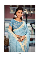 Stavan Sarees Showcase The Richness Of Heavy Burberry Fabric Enhanced By An Intricate Embroidered Cutwork
