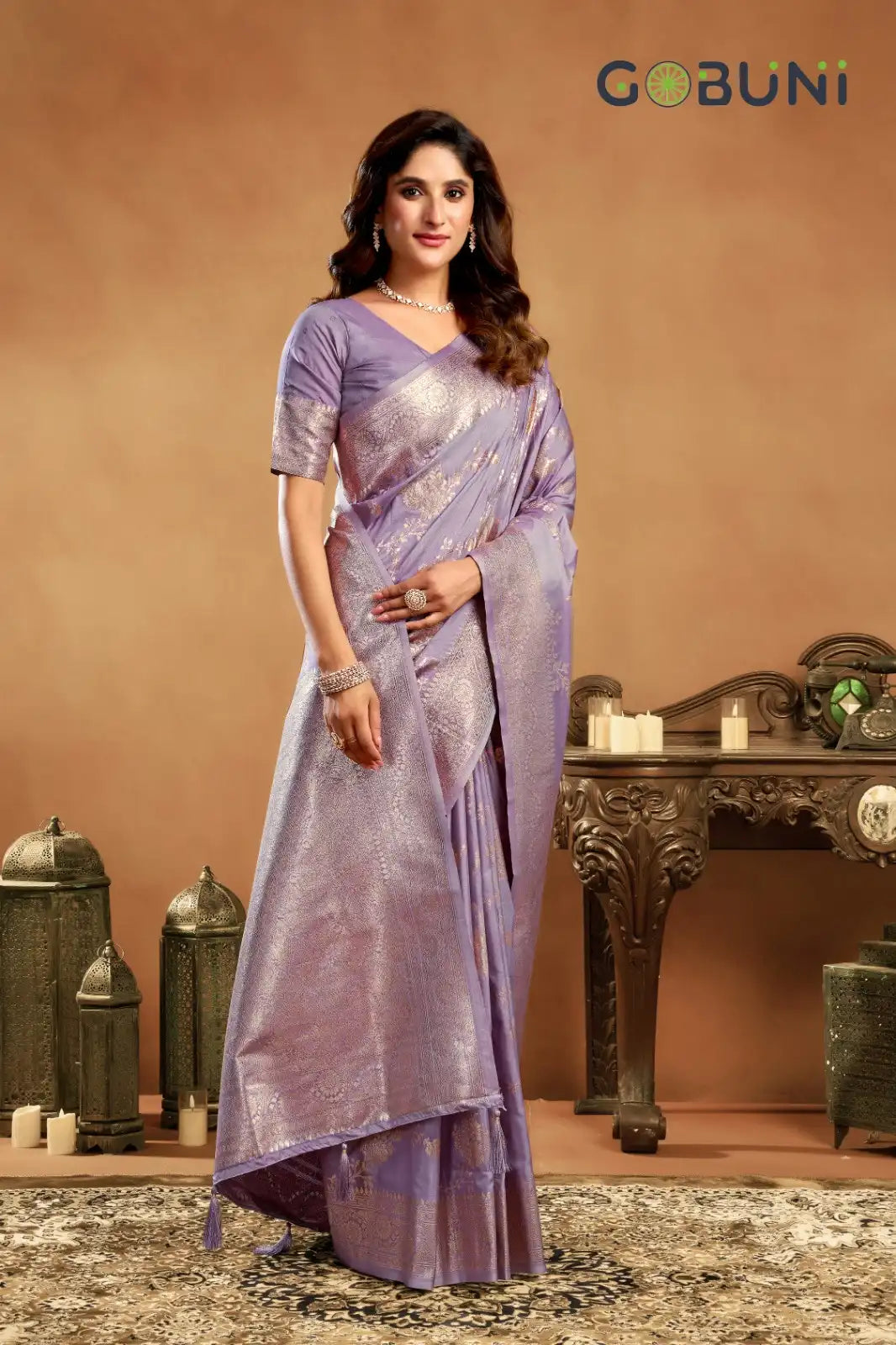 Gobuni Sarees Showcase A Rich Silk Pallu Adorned With Exquisite Zhallar Work Reflecting Expert Craftsmanship