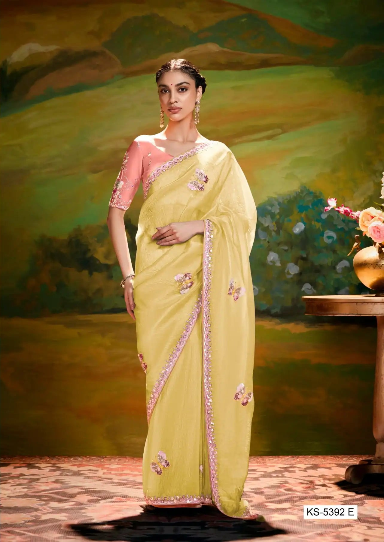 The Kimora Saree Is Crafted From Fine Organza Fabric Offering A Lightweight And Elegant Drape