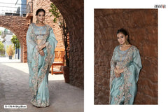 Tathastu Sarees Showcase Pure Fancy Fabric Enhanced With Meticulous Embroidery