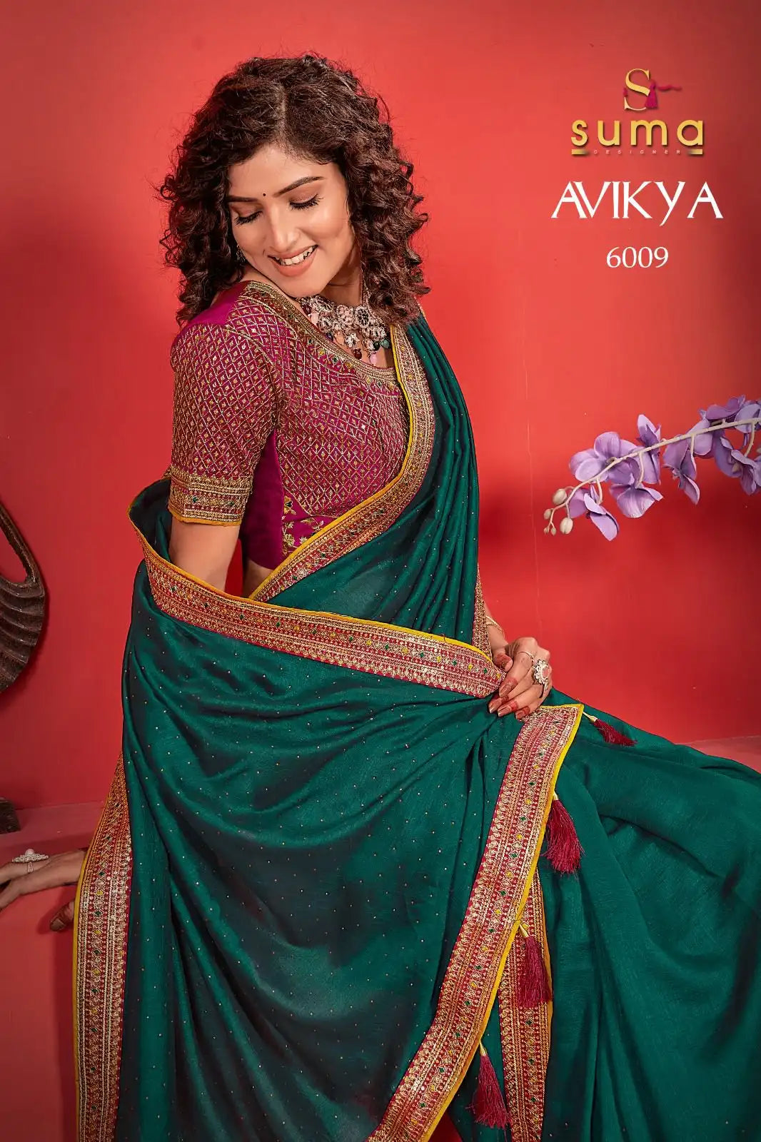 Suma Designer Sarees Crafted With Exquisite Vichitra Fabric Offer A Unique Blend Of Elegance