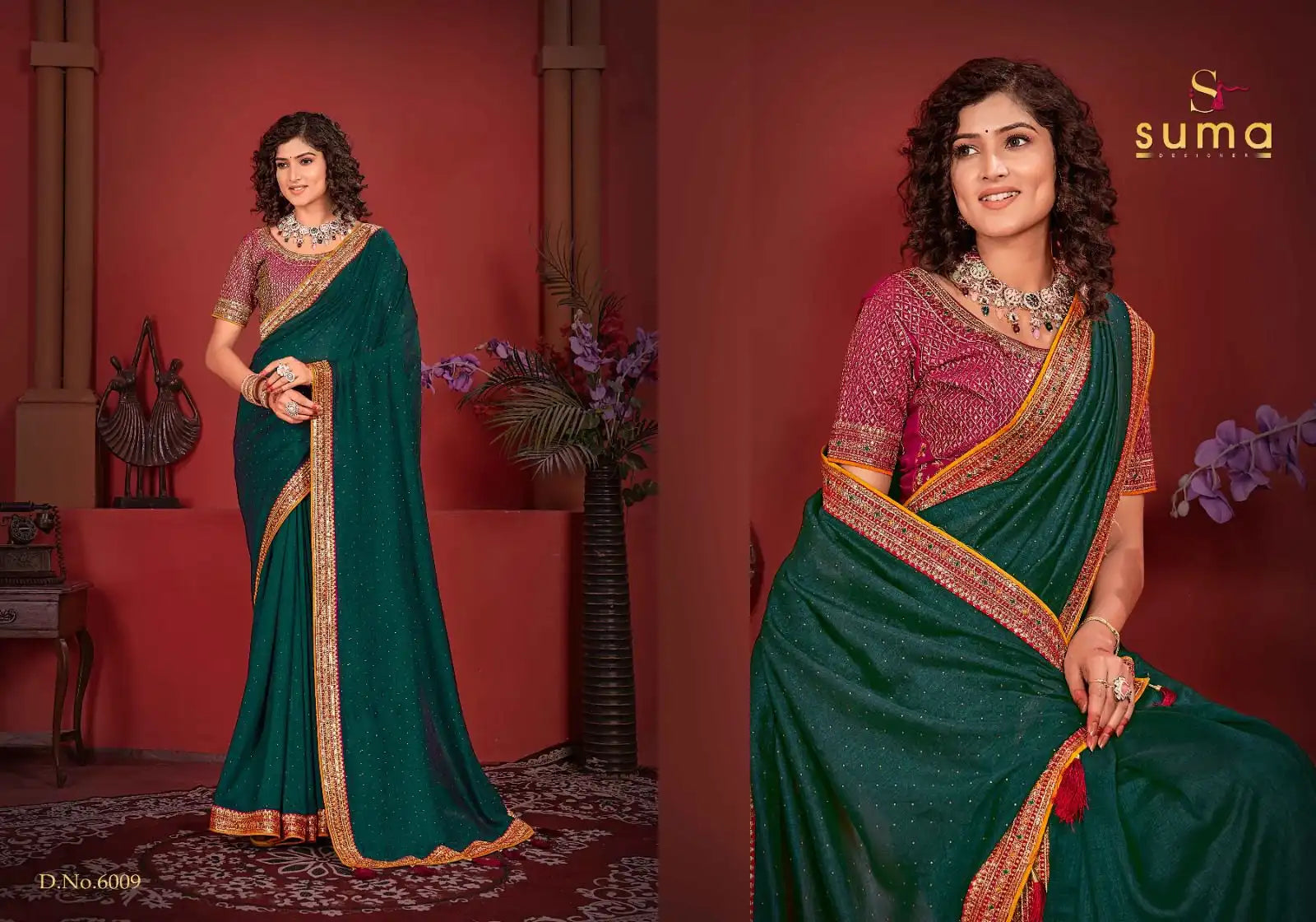 Suma Designer Sarees Crafted With Exquisite Vichitra Fabric Offer A Unique Blend Of Elegance