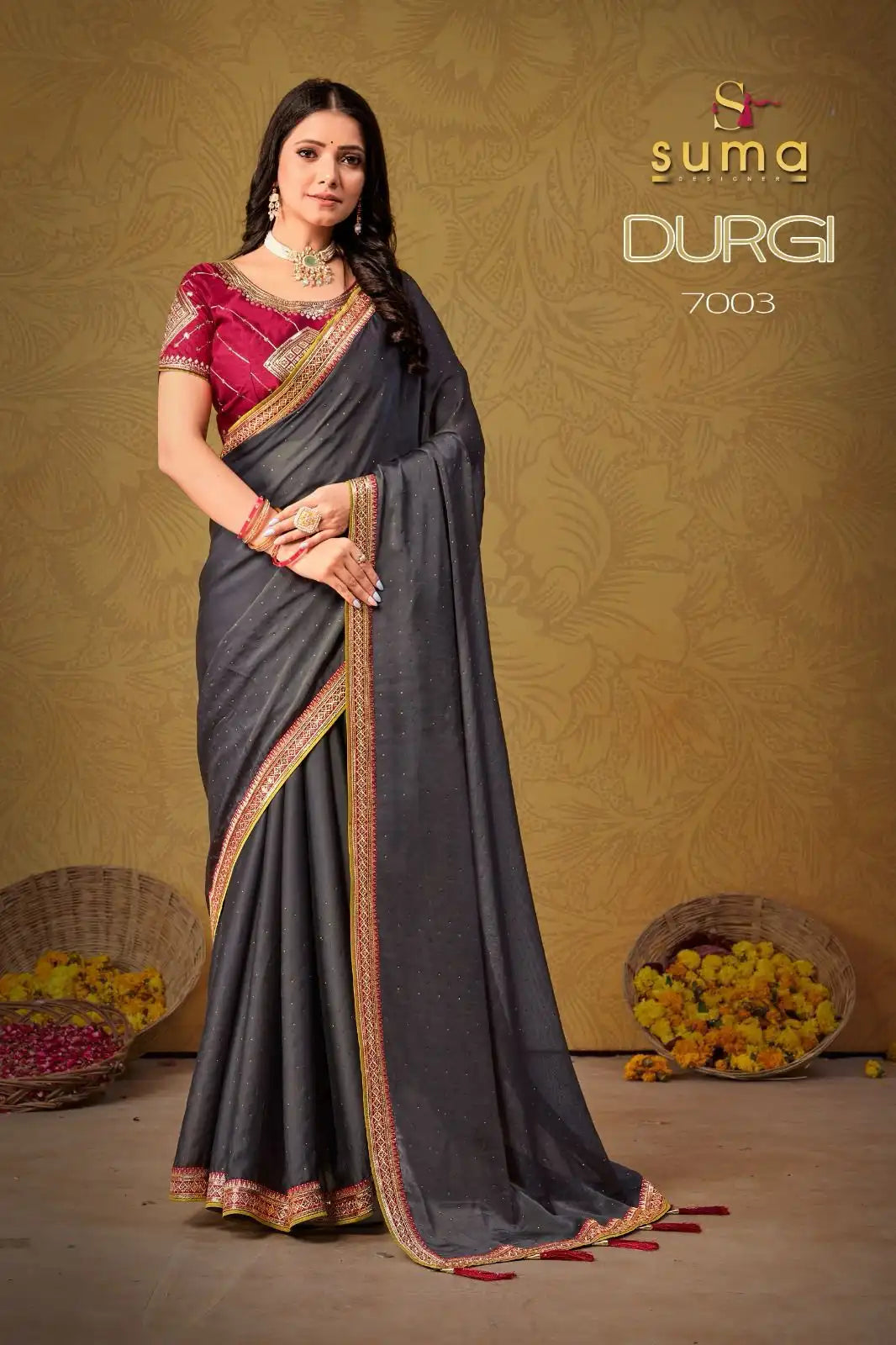 The Suma Designer Saree With Black Rangoli Showcases Exquisite Craftsmanship