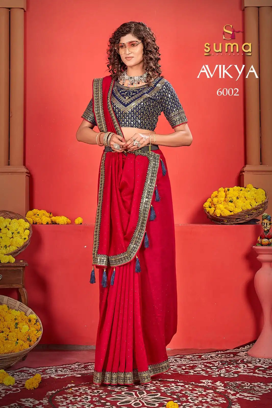 Suma Designer Sarees Crafted With Exquisite Vichitra Fabric Offer A Unique Blend Of Elegance