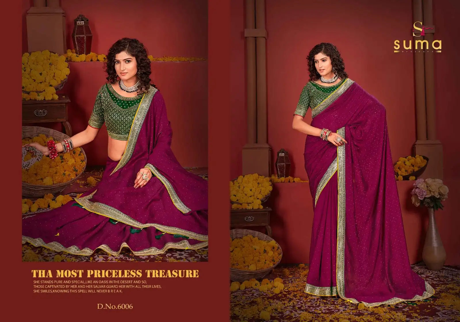 Suma Designer Sarees Crafted With Exquisite Vichitra Fabric Offer A Unique Blend Of Elegance