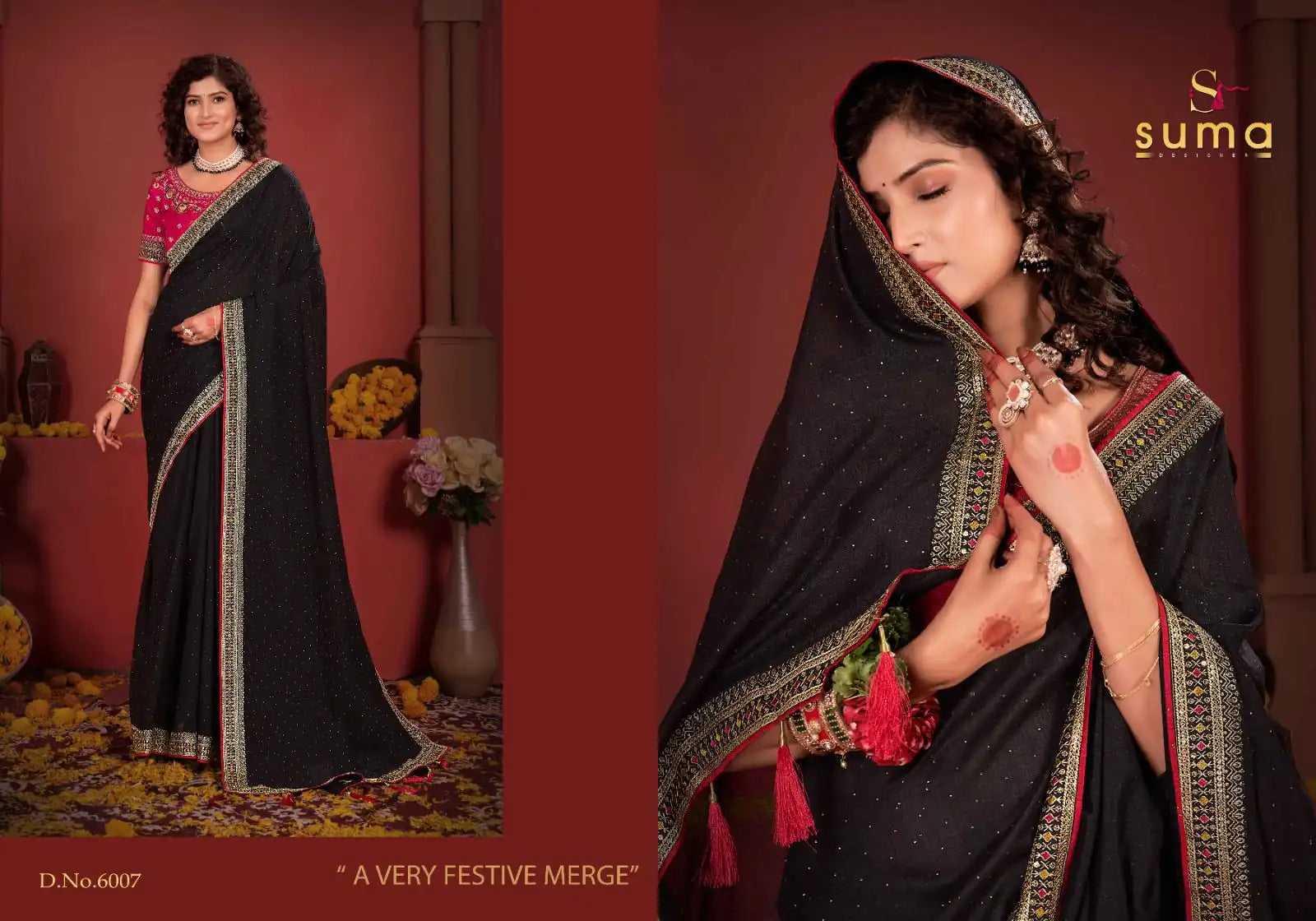 Suma Designer Sarees Crafted With Exquisite Vichitra Fabric Offer A Unique Blend Of Elegance