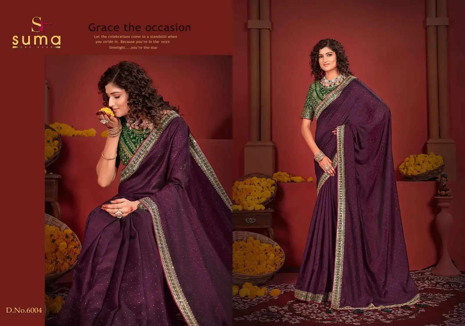 Suma Designer Sarees Crafted With Exquisite Vichitra Fabric Offer A Unique Blend Of Elegance