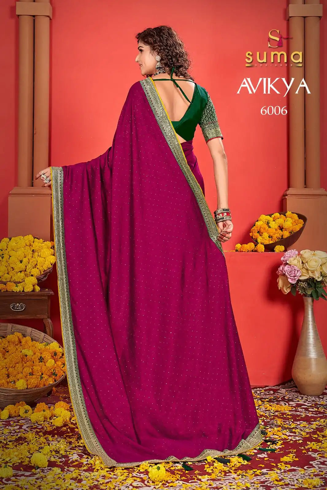 Suma Designer Sarees Crafted With Exquisite Vichitra Fabric Offer A Unique Blend Of Elegance