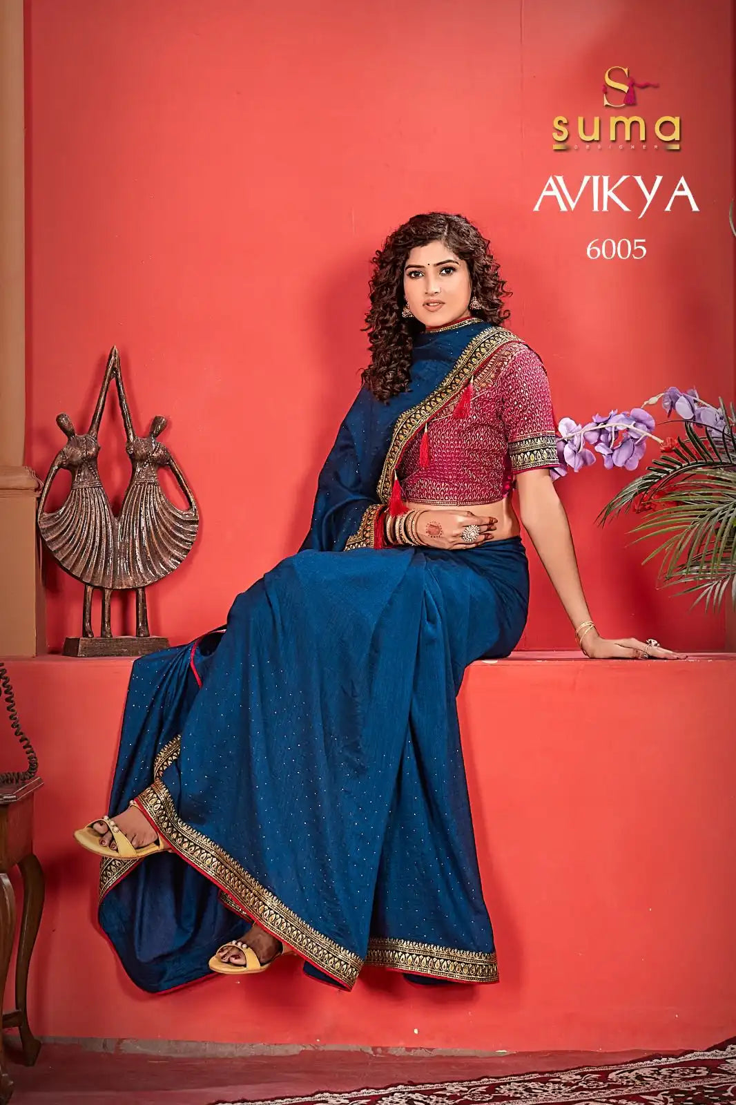 Suma Designer Sarees Crafted With Exquisite Vichitra Fabric Offer A Unique Blend Of Elegance