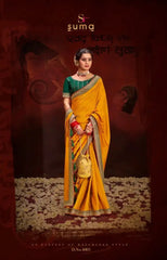 Suma Designer Saree Showcases Luxurious Heavy Vichitra Fabric Beautifully Enhanced With Intricate Blooming Patterns