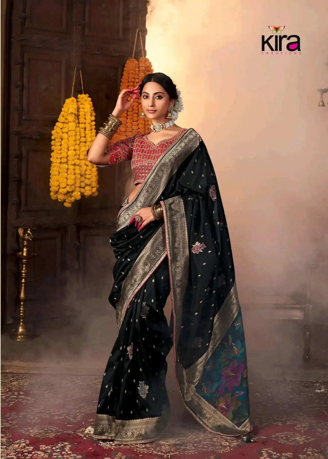 Kira Sarees Showcase Exquisite Pure Silk Weaving Combined With A Fancy Fabric That Features