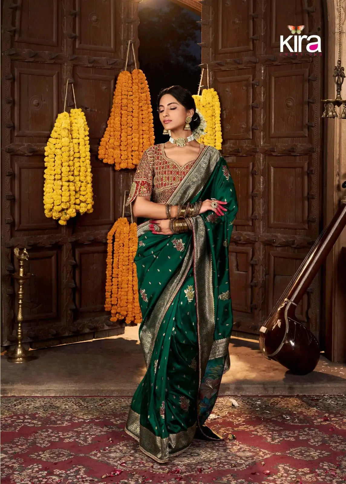 Kira Sarees Showcase Exquisite Pure Silk Weaving Combined With A Fancy Fabric That Features