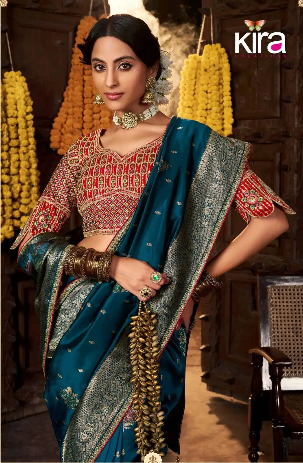 Kira Sarees Showcase Exquisite Pure Silk Weaving Combined With A Fancy Fabric That Features