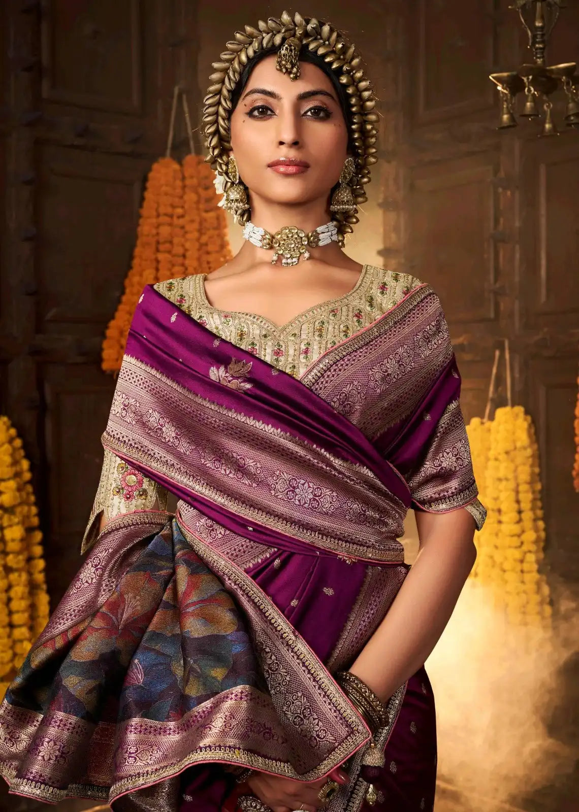 Kira Sarees Showcase Exquisite Pure Silk Weaving Combined With A Fancy Fabric That Features