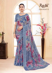 Ruchi Saree Features A Lightweight Chiffon Fabric That Offers A Smooth Flowing Drape Ideal