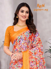 Ruchi Sarees Is Crafted From Chiffon With A Finely Woven Satin Border
