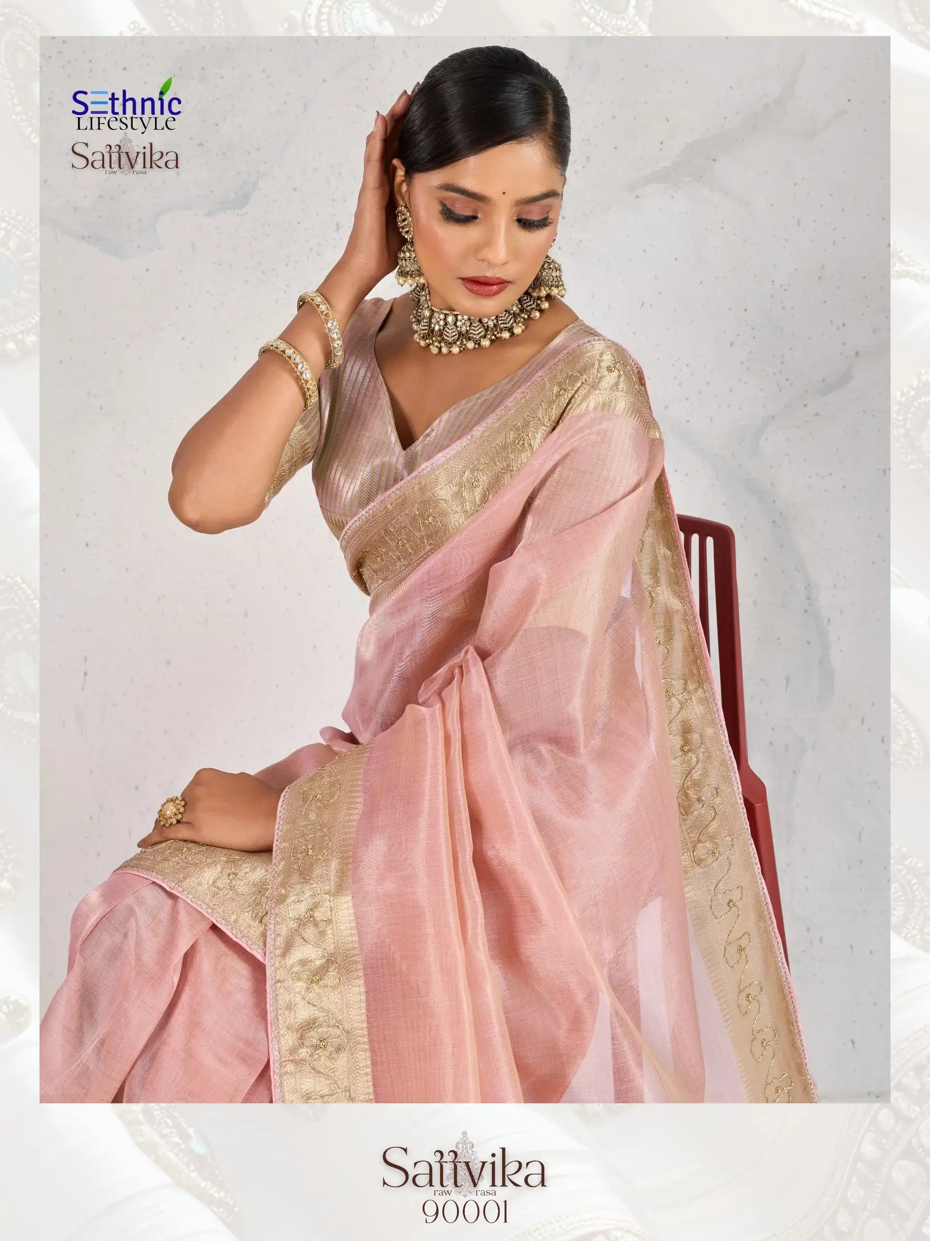 Sethnic Lifestyle Sarees Feature Premium Tissue Linen Fabric Enhanced With A Woven