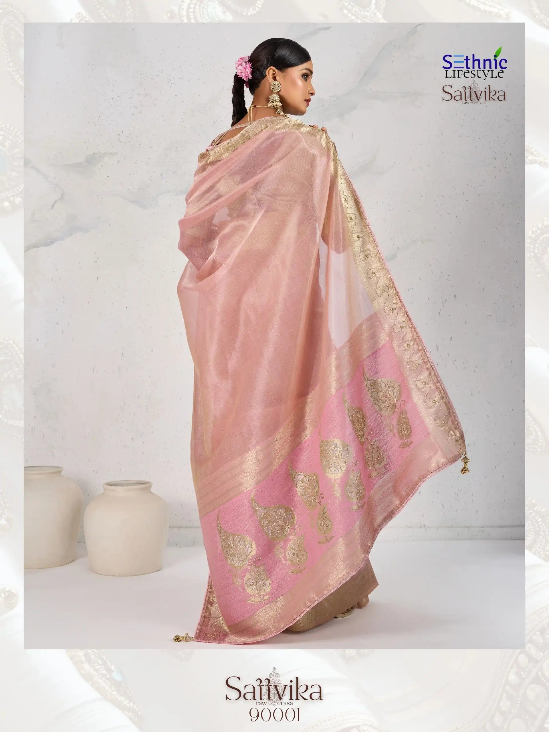 Sethnic Lifestyle Sarees Feature Premium Tissue Linen Fabric Enhanced With A Woven