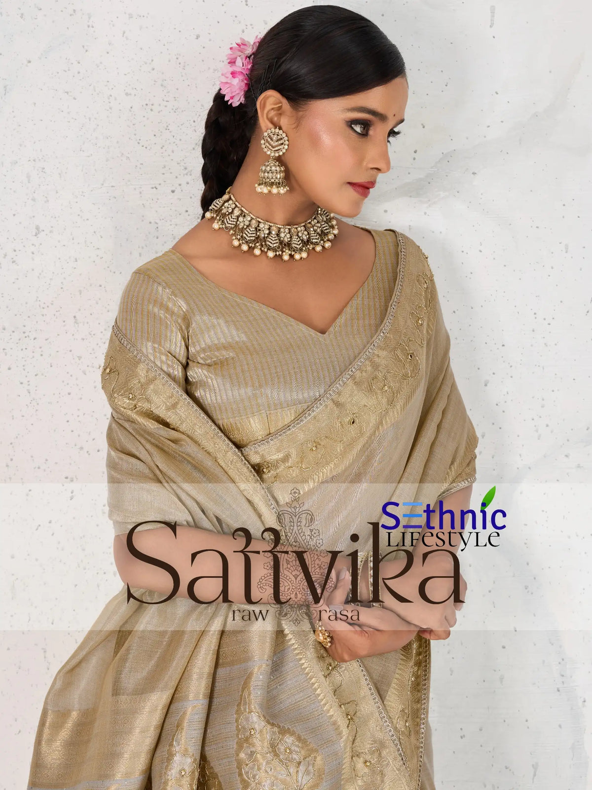 Sethnic Lifestyle Sarees Feature Premium Tissue Linen Fabric Enhanced With A Woven